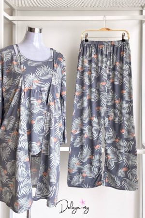 Pyjamas Robe 3-Piece Set Smokey Grey Parsley (H17)