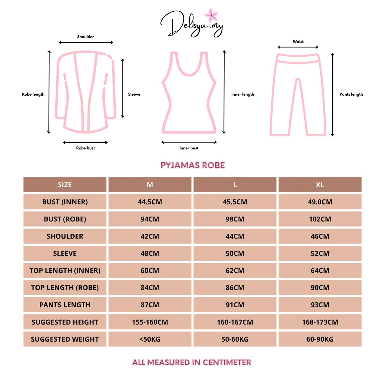 Pyjamas Robe 3-Piece Set Golden Yellow Gardenia (P17) - Image 2