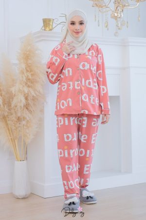 Pyjamas Long Sleeve Pink Letters (D16)