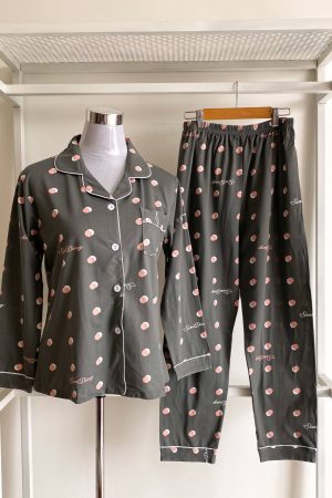 Pyjamas Long Sleeve Space Grey Polka Dot