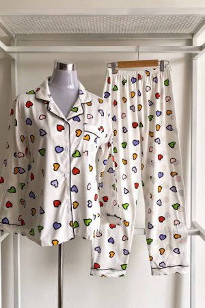 Pyjamas Long Sleeve White Candy Love