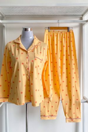 Pyjamas Long Sleeve Yellow Polka Dot