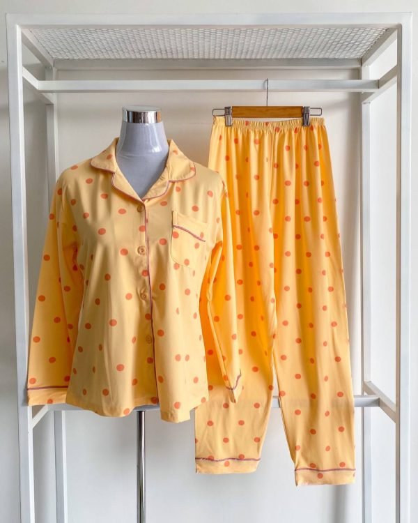 Pyjamas Long Sleeve Yellow Polka Dot