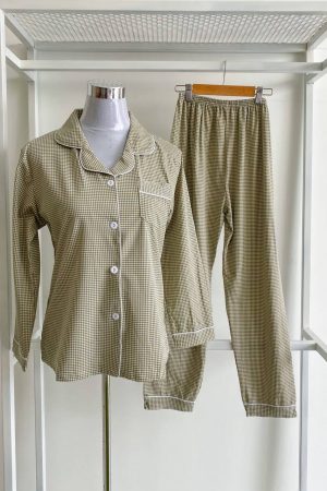 Pyjamas Long Sleeve Olive Gingham