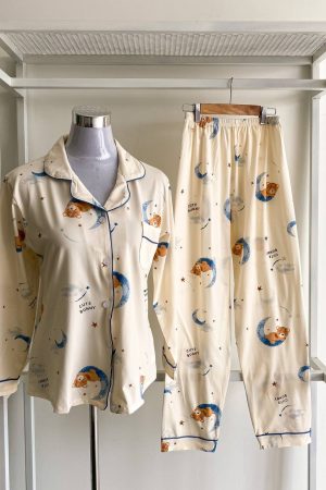 Pyjamas Long Sleeve Cream Sleeping Bear