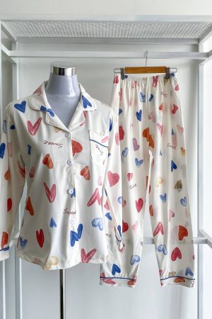 Pyjamas Long Sleeve White Heart