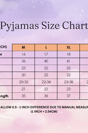 Pyjamas Size Chart