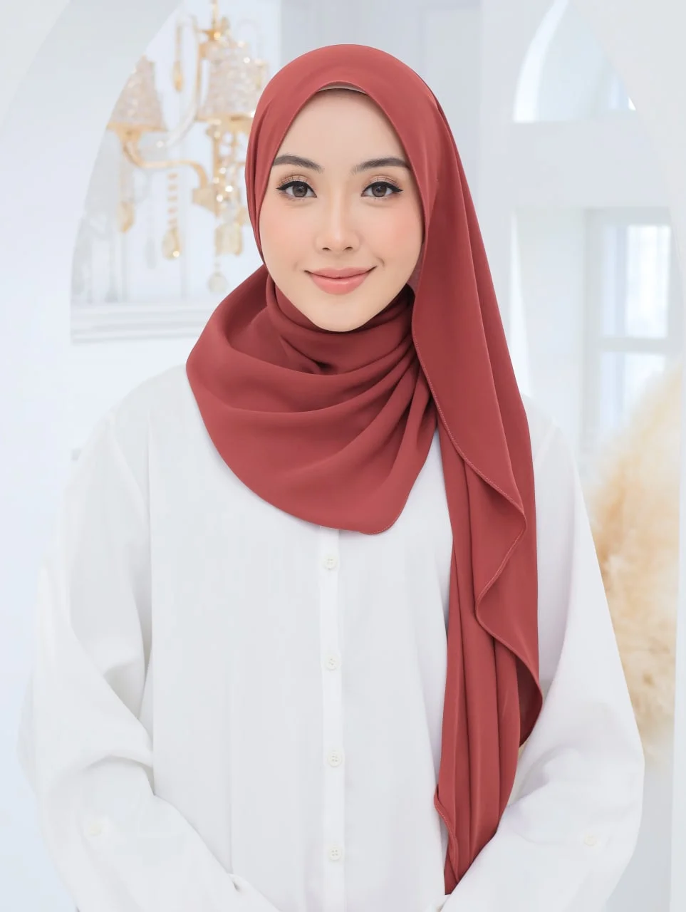 Luna Shawl In Brick Red - Image 2