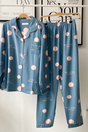 Pyjamas Long Sleeve Turquiose Polka