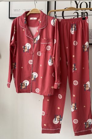 Pyjamas Long Sleeve Red Teddy Bear